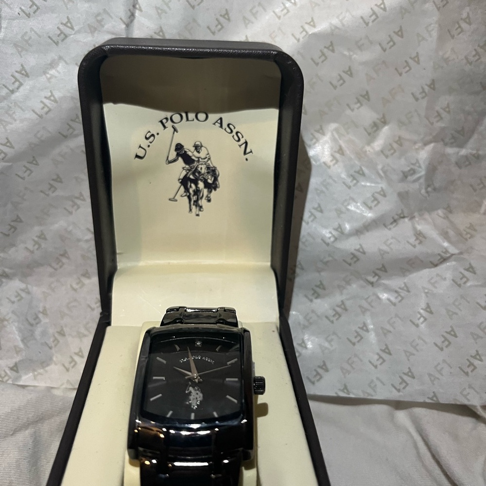 U.S. Polo Assn. Black and Silver Men's Watch